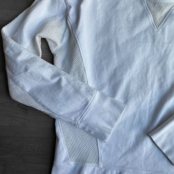 Athleta White Cotton & Mesh Long Sleeve Top Size S - Picture 4 of 7